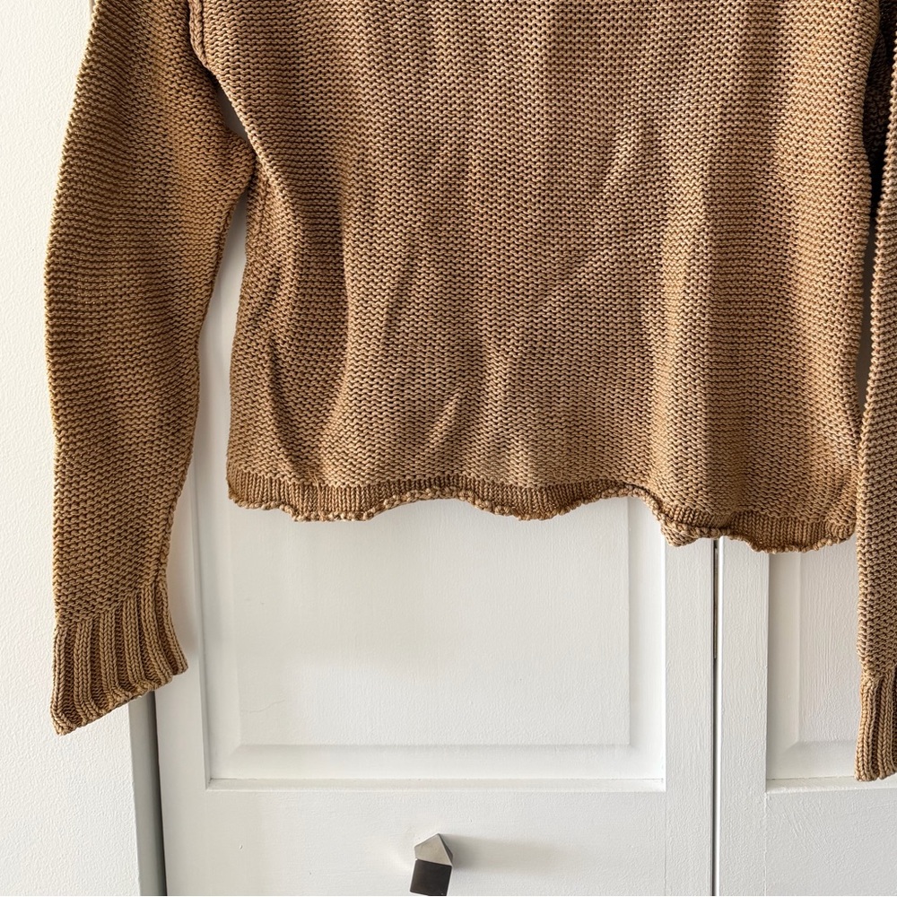 American Eagle 100% Cotton Oversized Knit Sweater XS Camel Slouchy Cozy Neutral - Picture 7 of 10